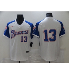 Men Nike Atlanta Braves Acuna Jr. 13 White Blue Pullover Jersey Men Nike Atlanta Braves Acuna Jr. 13 White Blue Pullover Jersey
