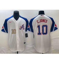 Men's Atlanta Braves #10 Chipper Jones Number White 2023 City Connect Cool Base Stitched Jersey Men's Atlanta Braves #10 Chipper Jones Number White 2023 City Connect Cool Base Stitched Jersey