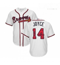 Mens Atlanta Braves 14 Matt Joyce Authentic White Team Logo Fashion Cool Base Baseball Jersey Mens Atlanta Braves 14 Matt Joyce Authentic White Team Logo Fashion Cool Base Baseball Jersey