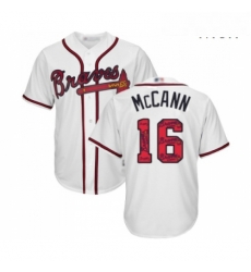 Mens Atlanta Braves 16 Brian McCann Authentic White Team Logo Fashion Cool Base Baseball Jersey Mens Atlanta Braves 16 Brian McCann Authentic White Team Logo Fashion Cool Base Baseball Jersey