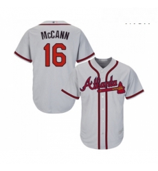 Mens Atlanta Braves 16 Brian McCann Replica Grey Road Cool Base Baseball Jersey Mens Atlanta Braves 16 Brian McCann Replica Grey Road Cool Base Baseball Jersey