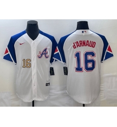 Men's Atlanta Braves #16 Travis dArnaud Number White 2023 City Connect Cool Base Stitched Jerseys Men's Atlanta Braves #16 Travis dArnaud Number White 2023 City Connect Cool Base Stitched Jerseys