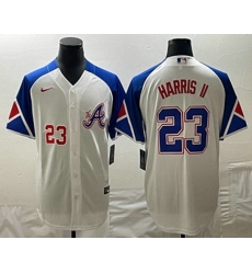 Men's Atlanta Braves #23 Michael Harris II Number White 2023 City Connect Cool Base Stitched Jerseys Men's Atlanta Braves #23 Michael Harris II Number White 2023 City Connect Cool Base Stitched Jerseys