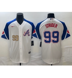 Men's Atlanta Braves #99 Spencer Strider Number White 2023 City Connect Cool Base Stitched Jersey Men's Atlanta Braves #99 Spencer Strider Number White 2023 City Connect Cool Base Stitched Jersey