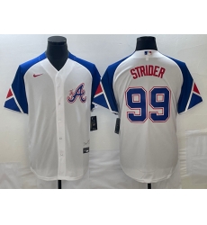 Men's Atlanta Braves #99 Spencer Strider White 2023 City Connect Cool Base Stitched Jersey Men's Atlanta Braves #99 Spencer Strider White 2023 City Connect Cool Base Stitched Jersey
