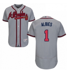 Mens Majestic Atlanta Braves 1 Ozzie Albies Grey Road Flex Base Authentic Collection MLB Jersey Mens Majestic Atlanta Braves 1 Ozzie Albies Grey Road Flex Base Authentic Collection MLB Jersey