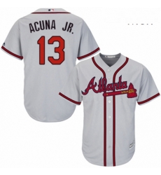 Mens Majestic Atlanta Braves 13 Ronald Acuna Jr Replica Grey Road Cool Base MLB Jersey Mens Majestic Atlanta Braves 13 Ronald Acuna Jr Replica Grey Road Cool Base MLB Jersey