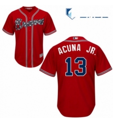 Mens Majestic Atlanta Braves 13 Ronald Acuna Jr Replica Red Alternate Cool Base MLB Jersey Mens Majestic Atlanta Braves 13 Ronald Acuna Jr Replica Red Alternate Cool Base MLB Jersey