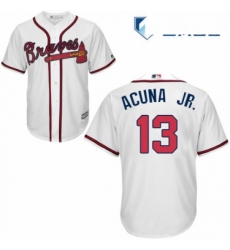 Mens Majestic Atlanta Braves 13 Ronald Acuna Jr Replica White Home Cool Base MLB Jersey Mens Majestic Atlanta Braves 13 Ronald Acuna Jr Replica White Home Cool Base MLB Jersey