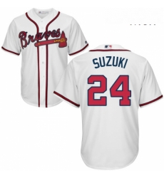 Mens Majestic Atlanta Braves 24 Kurt Suzuki Replica White Home Cool Base MLB Jersey Mens Majestic Atlanta Braves 24 Kurt Suzuki Replica White Home Cool Base MLB Jersey