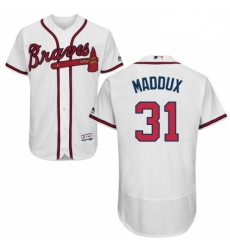 Mens Majestic Atlanta Braves 31 Greg Maddux White Home Flex Base Authentic Collection MLB Jersey Mens Majestic Atlanta Braves 31 Greg Maddux White Home Flex Base Authentic Collection MLB Jersey
