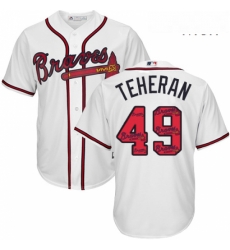 Mens Majestic Atlanta Braves 49 Julio Teheran Authentic White Team Logo Fashion Cool Base MLB Jersey Mens Majestic Atlanta Braves 49 Julio Teheran Authentic White Team Logo Fashion Cool Base MLB Jersey