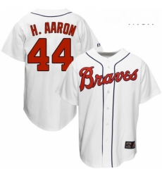 Mens Mitchell and Ness 1963 Atlanta Braves 44 Hank Aaron Replica White Throwback MLB Jersey Mens Mitchell and Ness 1963 Atlanta Braves 44 Hank Aaron Replica White Throwback MLB Jersey