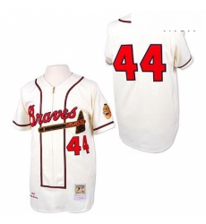 Mens Mitchell and Ness Atlanta Braves 44 Hank Aaron Replica White Throwback MLB Jersey Mens Mitchell and Ness Atlanta Braves 44 Hank Aaron Replica White Throwback MLB Jersey