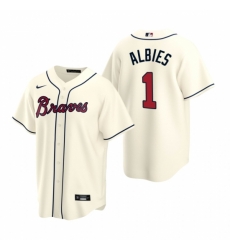 Mens Nike Atlanta Braves 1 Ozzie Albies Cream Alternate Stitched Baseball Jersey Mens Nike Atlanta Braves 1 Ozzie Albies Cream Alternate Stitched Baseball Jersey