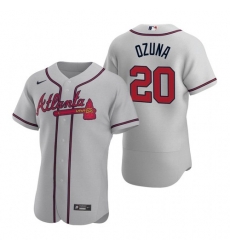 Mens Nike Atlanta Braves 20 Marcell Ozuna Gray Alternate Stitched Baseball Jersey Mens Nike Atlanta Braves 20 Marcell Ozuna Gray Alternate Stitched Baseball Jersey