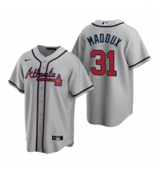 Mens Nike Atlanta Braves 31 Greg Maddux Gray Road Stitched Baseball Jerse Mens Nike Atlanta Braves 31 Greg Maddux Gray Road Stitched Baseball Jerse
