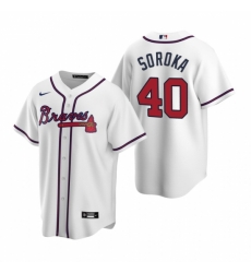 Mens Nike Atlanta Braves 40 Mike Soroka White Home Stitched Baseball Jersey Mens Nike Atlanta Braves 40 Mike Soroka White Home Stitched Baseball Jersey