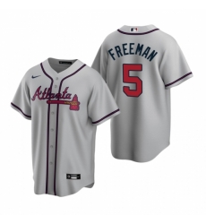 Mens Nike Atlanta Braves 5 Freddie Freeman Gray Road Stitched Baseball Jerse Mens Nike Atlanta Braves 5 Freddie Freeman Gray Road Stitched Baseball Jerse