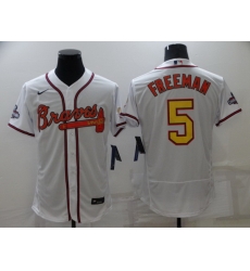 Men's Nike Atlanta Braves #5 Freddie Freeman White Gold Champions MLB Jersey Men's Nike Atlanta Braves #5 Freddie Freeman White Gold Champions MLB Jersey