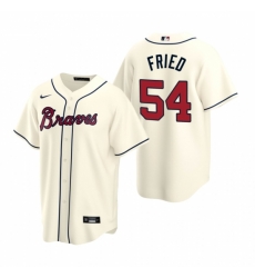 Mens Nike Atlanta Braves 54 Max Fried Cream Alternate Stitched Baseball Jersey Mens Nike Atlanta Braves 54 Max Fried Cream Alternate Stitched Baseball Jersey