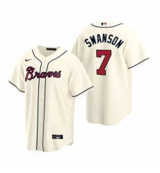 Mens Nike Atlanta Braves 7 Dansby Swanson Cream Alternate Stitched Baseball Jerse Mens Nike Atlanta Braves 7 Dansby Swanson Cream Alternate Stitched Baseball Jerse