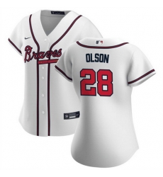 Women Atlanta Braves 28 Matt Olson White Stitched Jersey Women Atlanta Braves 28 Matt Olson White Stitched Jersey