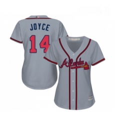 Womens Atlanta Braves 14 Matt Joyce Replica Grey Road Cool Base Baseball Jersey Womens Atlanta Braves 14 Matt Joyce Replica Grey Road Cool Base Baseball Jersey
