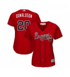 Womens Atlanta Braves 20 Josh Donaldson Replica Red Alternate Cool Base Baseball Jersey Womens Atlanta Braves 20 Josh Donaldson Replica Red Alternate Cool Base Baseball Jersey
