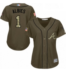 Womens Majestic Atlanta Braves 1 Ozzie Albies Authentic Green Salute to Service MLB Jersey Womens Majestic Atlanta Braves 1 Ozzie Albies Authentic Green Salute to Service MLB Jersey
