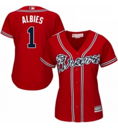 Womens Majestic Atlanta Braves 1 Ozzie Albies Authentic Red Alternate Cool Base MLB Jersey Womens Majestic Atlanta Braves 1 Ozzie Albies Authentic Red Alternate Cool Base MLB Jersey