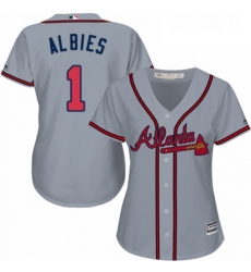 Womens Majestic Atlanta Braves 1 Ozzie Albies Replica Grey Road Cool Base MLB Jersey Womens Majestic Atlanta Braves 1 Ozzie Albies Replica Grey Road Cool Base MLB Jersey