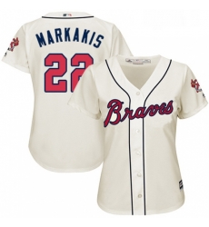 Womens Majestic Atlanta Braves 22 Nick Markakis Replica Cream Alternate 2 Cool Base MLB Jersey Womens Majestic Atlanta Braves 22 Nick Markakis Replica Cream Alternate 2 Cool Base MLB Jersey