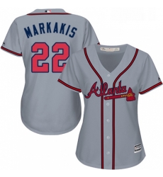 Womens Majestic Atlanta Braves 22 Nick Markakis Replica Grey Road Cool Base MLB Jersey Womens Majestic Atlanta Braves 22 Nick Markakis Replica Grey Road Cool Base MLB Jersey