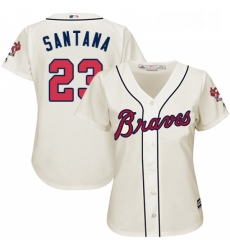 Womens Majestic Atlanta Braves 23 Danny Santana Authentic Cream Alternate 2 Cool Base MLB Jersey Womens Majestic Atlanta Braves 23 Danny Santana Authentic Cream Alternate 2 Cool Base MLB Jersey