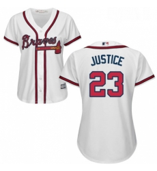 Womens Majestic Atlanta Braves 23 David Justice Authentic White Home Cool Base MLB Jersey Womens Majestic Atlanta Braves 23 David Justice Authentic White Home Cool Base MLB Jersey