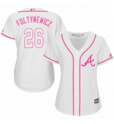 Womens Majestic Atlanta Braves 26 Mike Foltynewicz Authentic White Fashion Cool Base MLB Jersey Womens Majestic Atlanta Braves 26 Mike Foltynewicz Authentic White Fashion Cool Base MLB Jersey