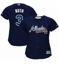 Womens Majestic Atlanta Braves 3 Babe Ruth Replica Blue Alternate Road Cool Base MLB Jersey Womens Majestic Atlanta Braves 3 Babe Ruth Replica Blue Alternate Road Cool Base MLB Jersey