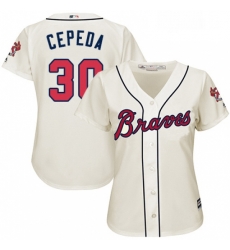 Womens Majestic Atlanta Braves 30 Orlando Cepeda Authentic Cream Alternate 2 Cool Base MLB Jersey Womens Majestic Atlanta Braves 30 Orlando Cepeda Authentic Cream Alternate 2 Cool Base MLB Jersey