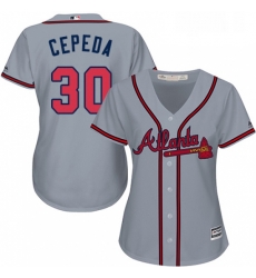 Womens Majestic Atlanta Braves 30 Orlando Cepeda Replica Grey Road Cool Base MLB Jersey Womens Majestic Atlanta Braves 30 Orlando Cepeda Replica Grey Road Cool Base MLB Jersey