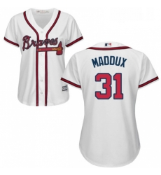 Womens Majestic Atlanta Braves 31 Greg Maddux Replica White Home Cool Base MLB Jersey Womens Majestic Atlanta Braves 31 Greg Maddux Replica White Home Cool Base MLB Jersey