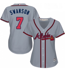 Womens Majestic Atlanta Braves 7 Dansby Swanson Authentic Grey Road Cool Base MLB Jersey Womens Majestic Atlanta Braves 7 Dansby Swanson Authentic Grey Road Cool Base MLB Jersey