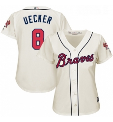 Womens Majestic Atlanta Braves 8 Bob Uecker Replica Cream Alternate 2 Cool Base MLB Jersey Womens Majestic Atlanta Braves 8 Bob Uecker Replica Cream Alternate 2 Cool Base MLB Jersey