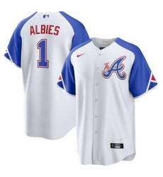 Youth Atlanta Braves 1 Ozzie Albies White 2023 City Connect Stitched Baseball Jersey Youth Atlanta Braves 1 Ozzie Albies White 2023 City Connect Stitched Baseball Jersey