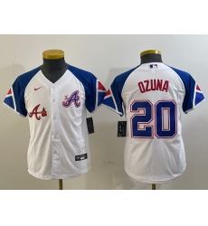 Youth Atlanta Braves 20 Marcell Ozuna White 2023 City Connect Stitched Baseball Jersey 3 Youth Atlanta Braves 20 Marcell Ozuna White 2023 City Connect Stitched Baseball Jersey 3