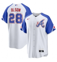 Youth Atlanta Braves 28 Matt Olson White 2023 City Connect Stitched Baseball Jersey Youth Atlanta Braves 28 Matt Olson White 2023 City Connect Stitched Baseball Jersey