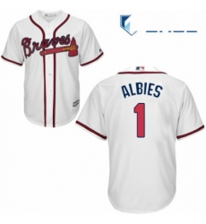 Youth Majestic Atlanta Braves 1 Ozzie Albies Replica White Home Cool Base MLB Jersey Youth Majestic Atlanta Braves 1 Ozzie Albies Replica White Home Cool Base MLB Jersey