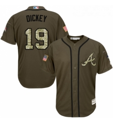 Youth Majestic Atlanta Braves 19 RA Dickey Replica Green Salute to Service MLB Jersey Youth Majestic Atlanta Braves 19 RA Dickey Replica Green Salute to Service MLB Jersey