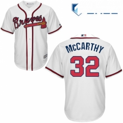 Youth Majestic Atlanta Braves 32 Brandon McCarthy Replica White Home Cool Base MLB Jersey 