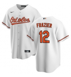 Men Baltimore Orioles 12 Adam Frazier White Cool Base Stitched Jersey Men Baltimore Orioles 12 Adam Frazier White Cool Base Stitched Jersey